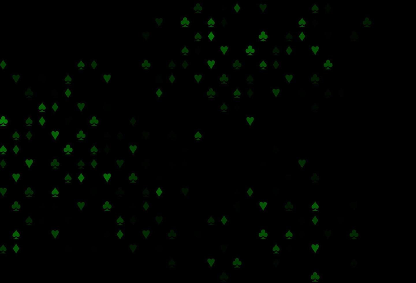 Fondo de vector verde oscuro con signos de tarjetas.