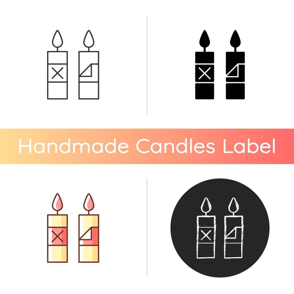 Remove candle packaging before use manual label icon vector