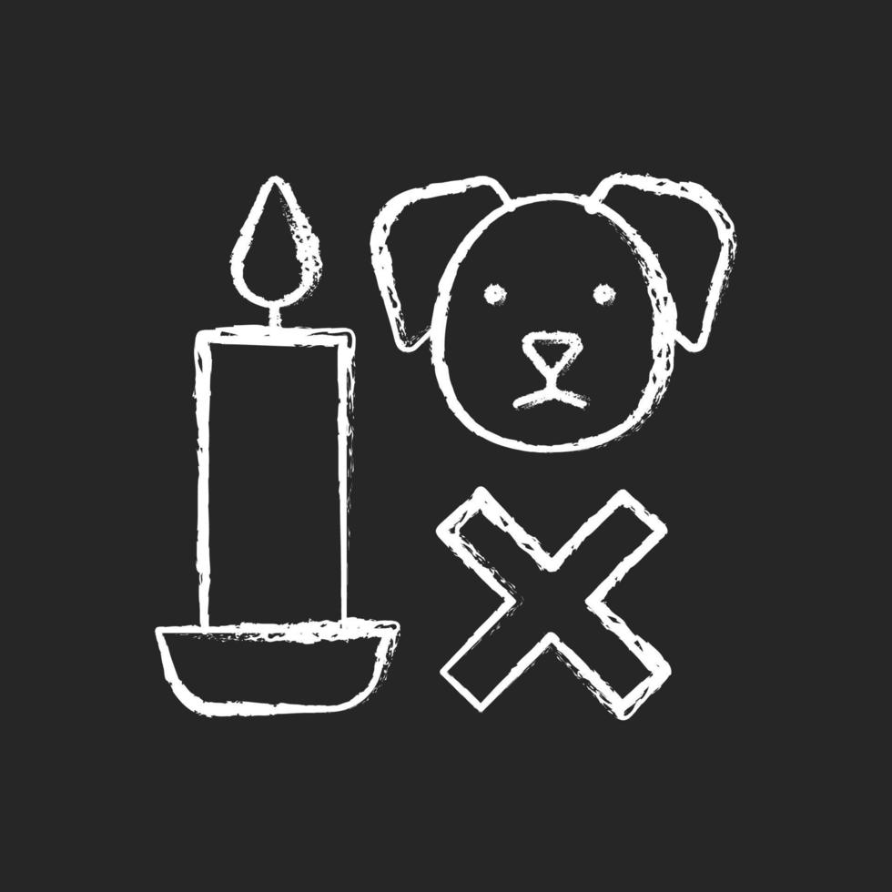 Candle safety for pets chalk white label icon on dark background vector