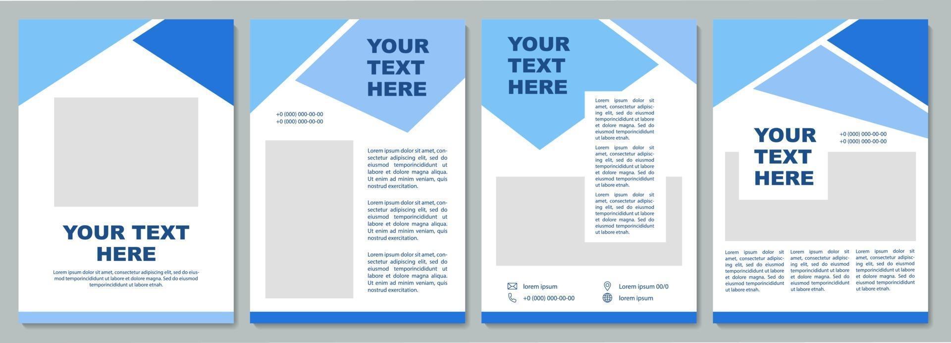Geometric blue informational brochure template vector