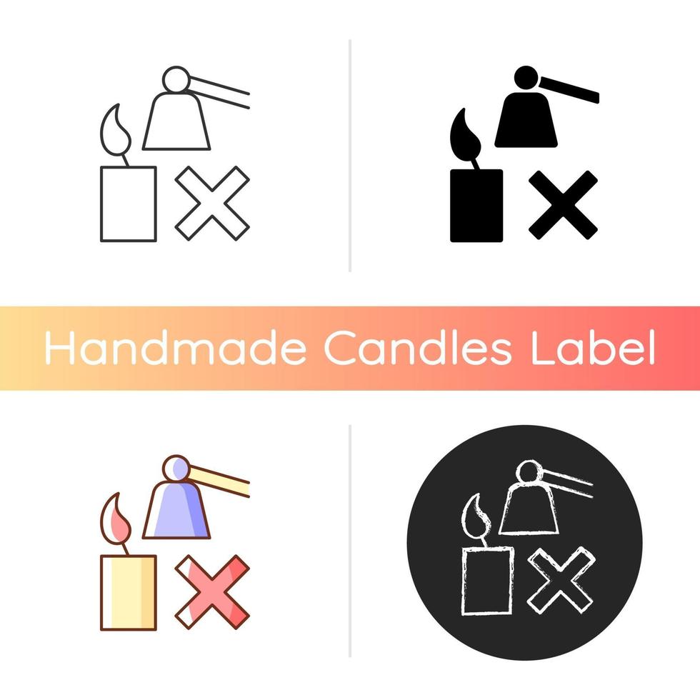 Extinguishing flickering candle manual label icon vector