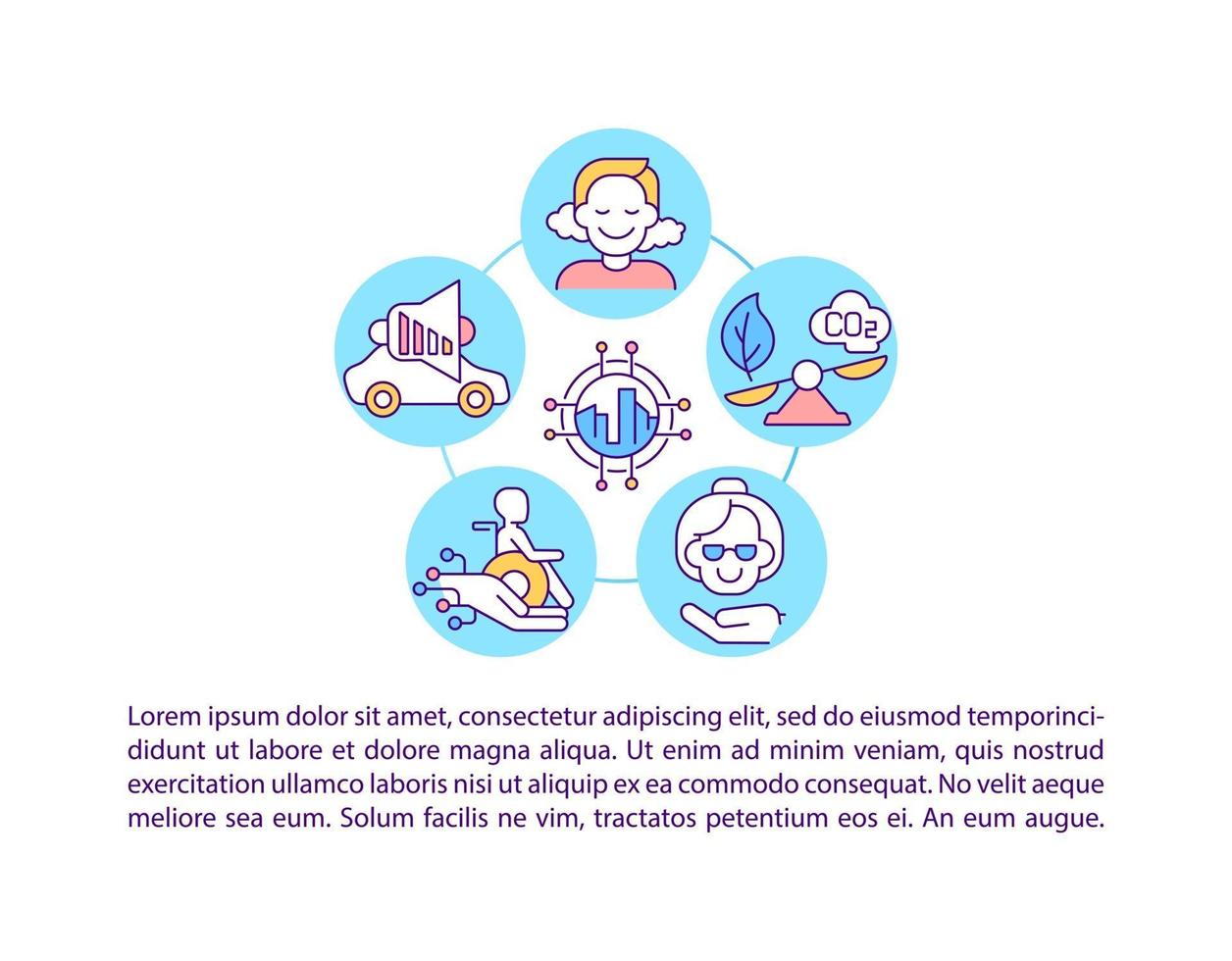 mejorar la calidad de vida en los iconos de líneas de concepto de ciudad con texto vector