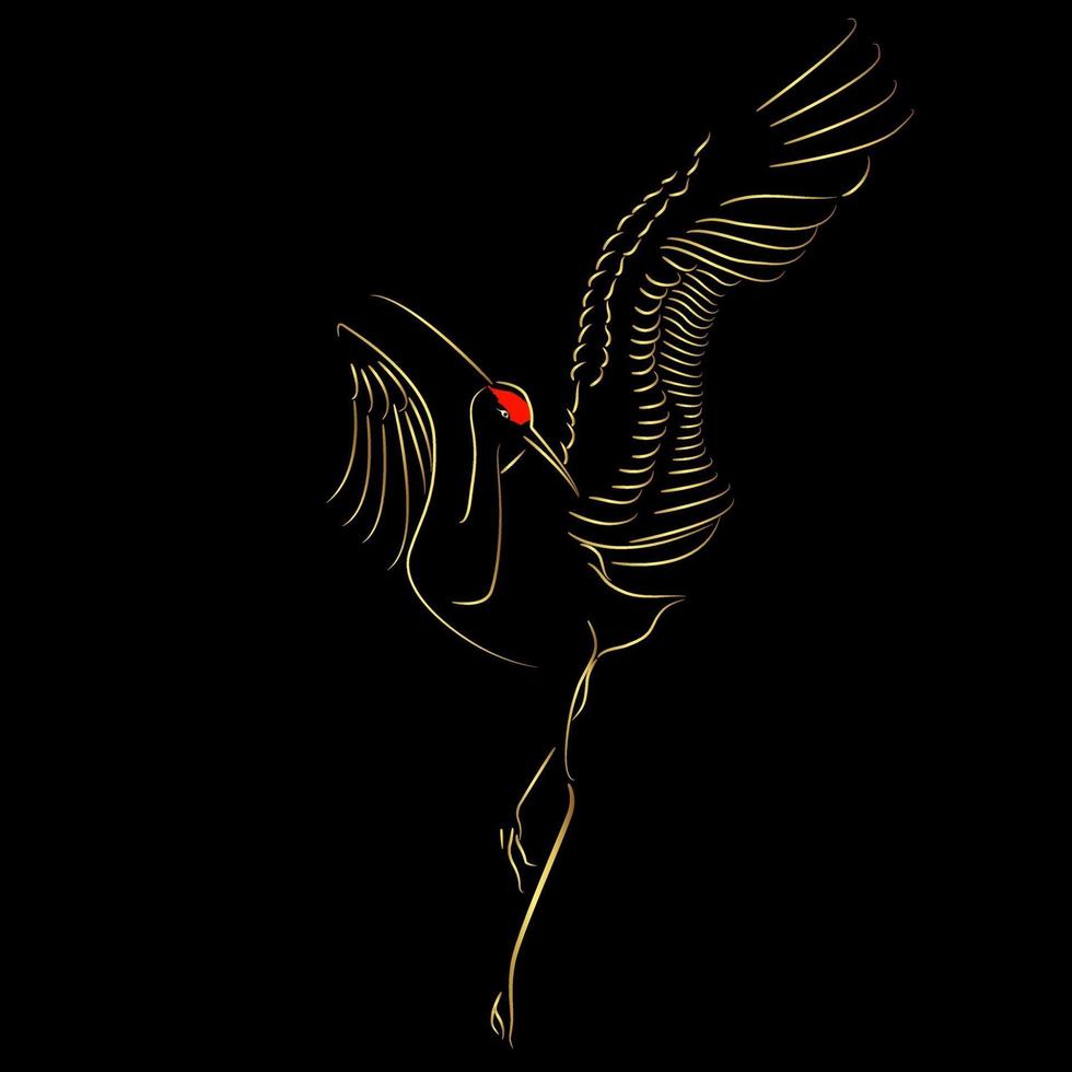 Golden border Eastern Sarus Crane bird flying over black background 3378578  Vector Art at Vecteezy