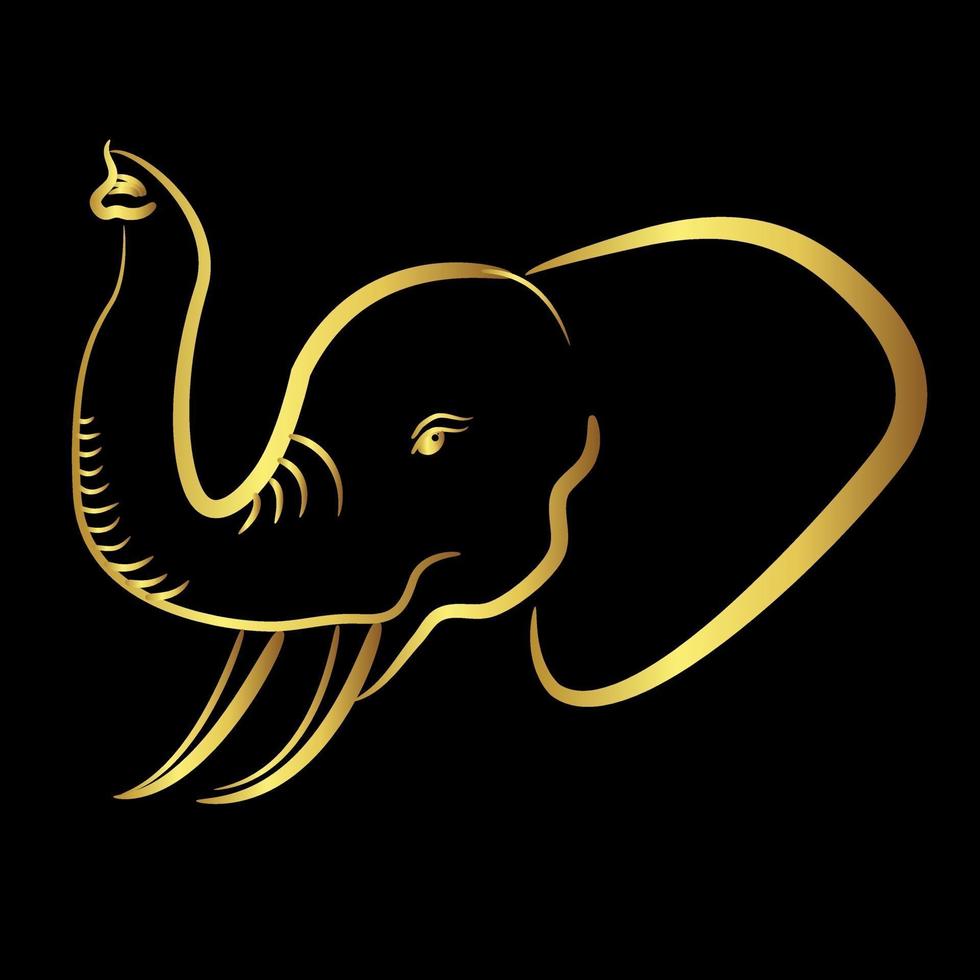 cabeza de elefante de borde dorado vector