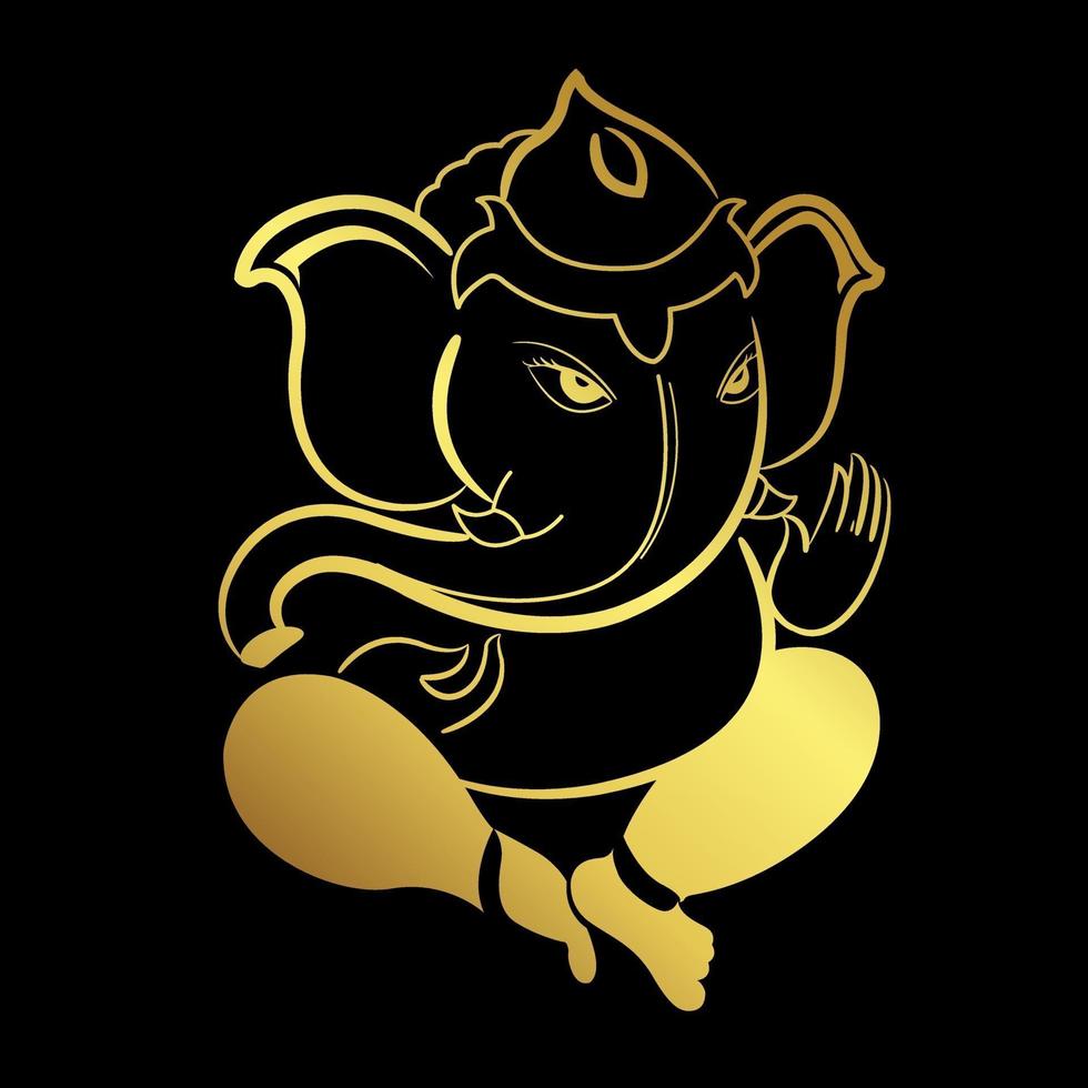 dios ganesha del elefante con elementos de borde dorado vector