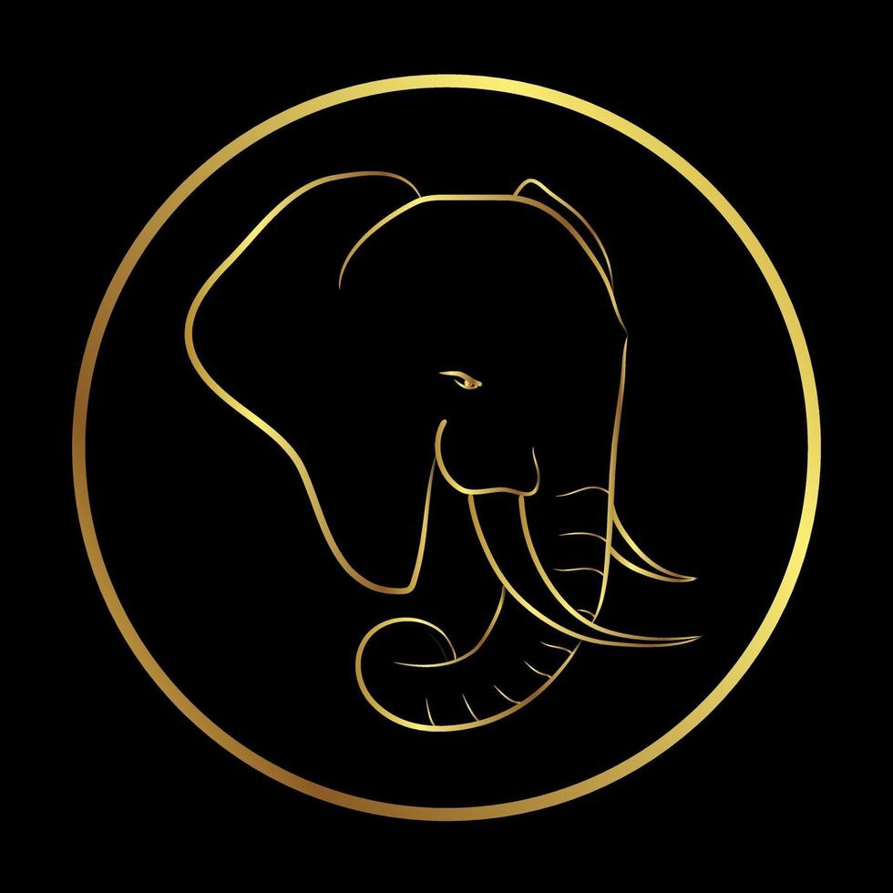 cabeza de elefante con borde dorado vector