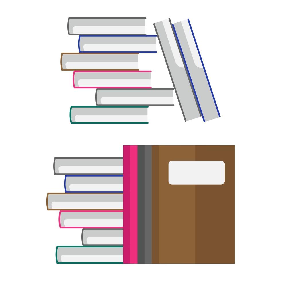 diseño plano de pila de libros de colores 8 vector