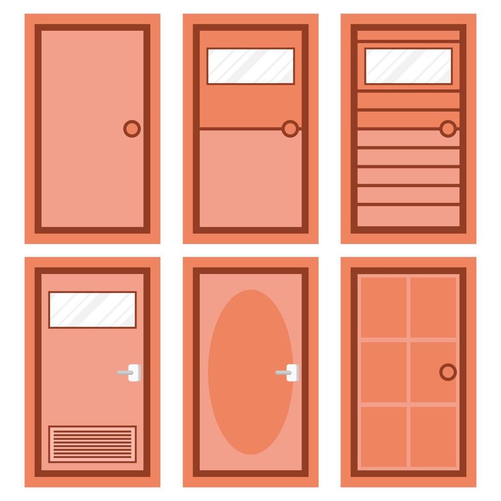 diseño plano de puertas de madera marrón vector