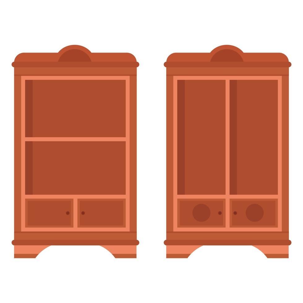 Flat design wooden wardrobe furniture vector
