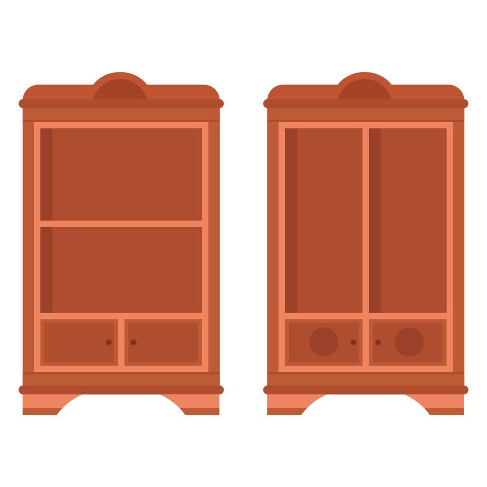 muebles de armario de madera de diseño plano vector