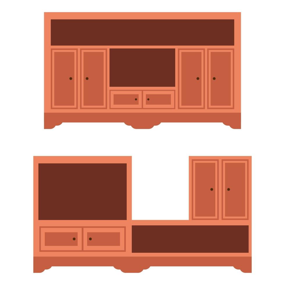 Brown wood wardrobe flat design furniture vector