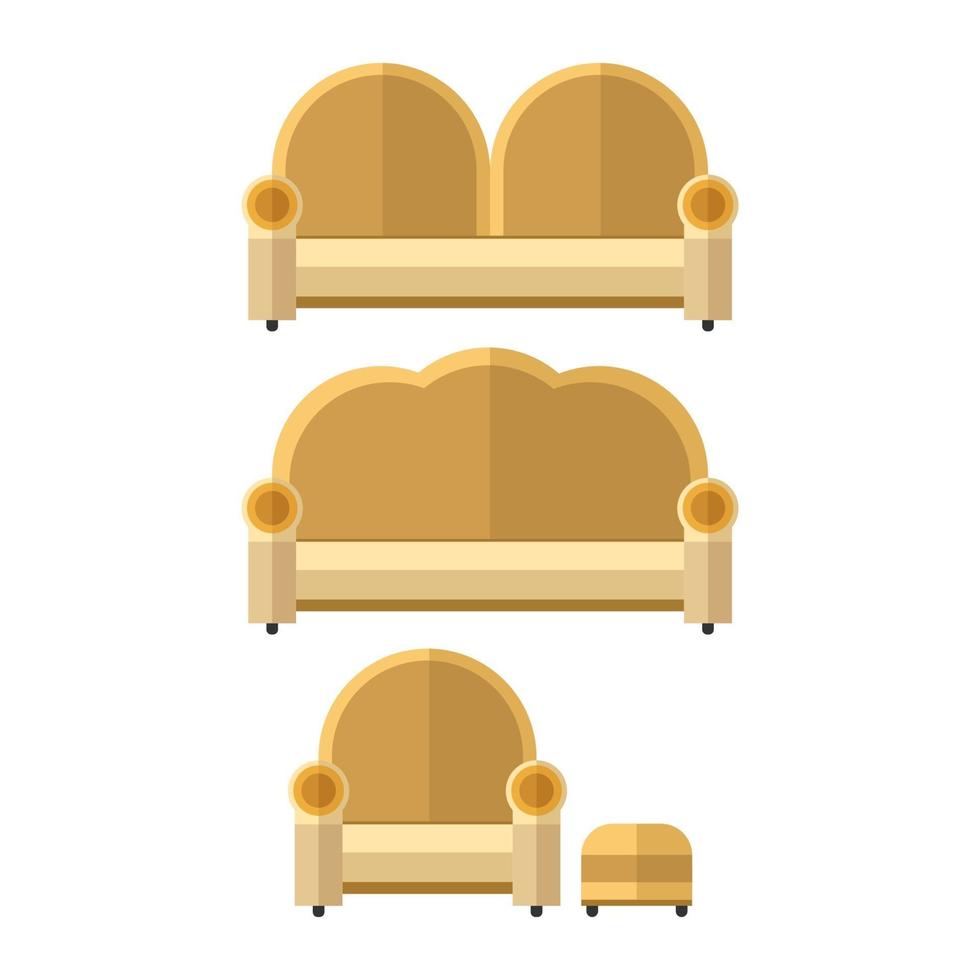 muebles de sofá de dos plazas familiares de diseño plano vector