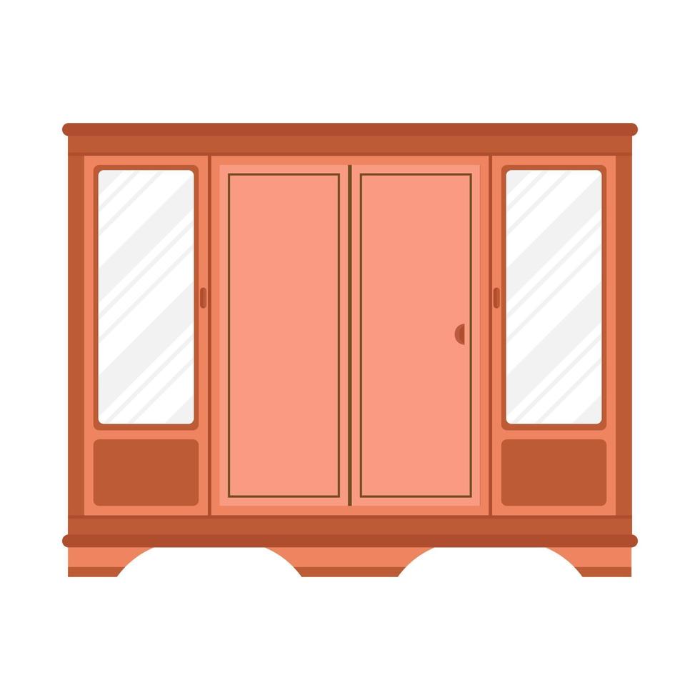 Flat design glazed wooden wardrobe furniture vector
