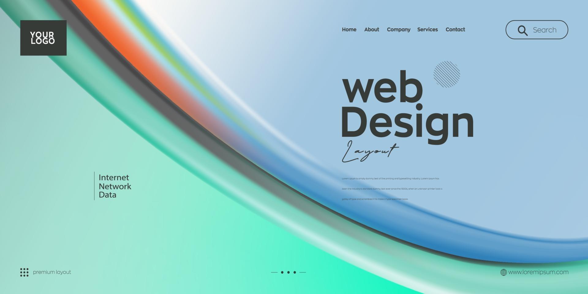 Landing page. web header vector colorful line background