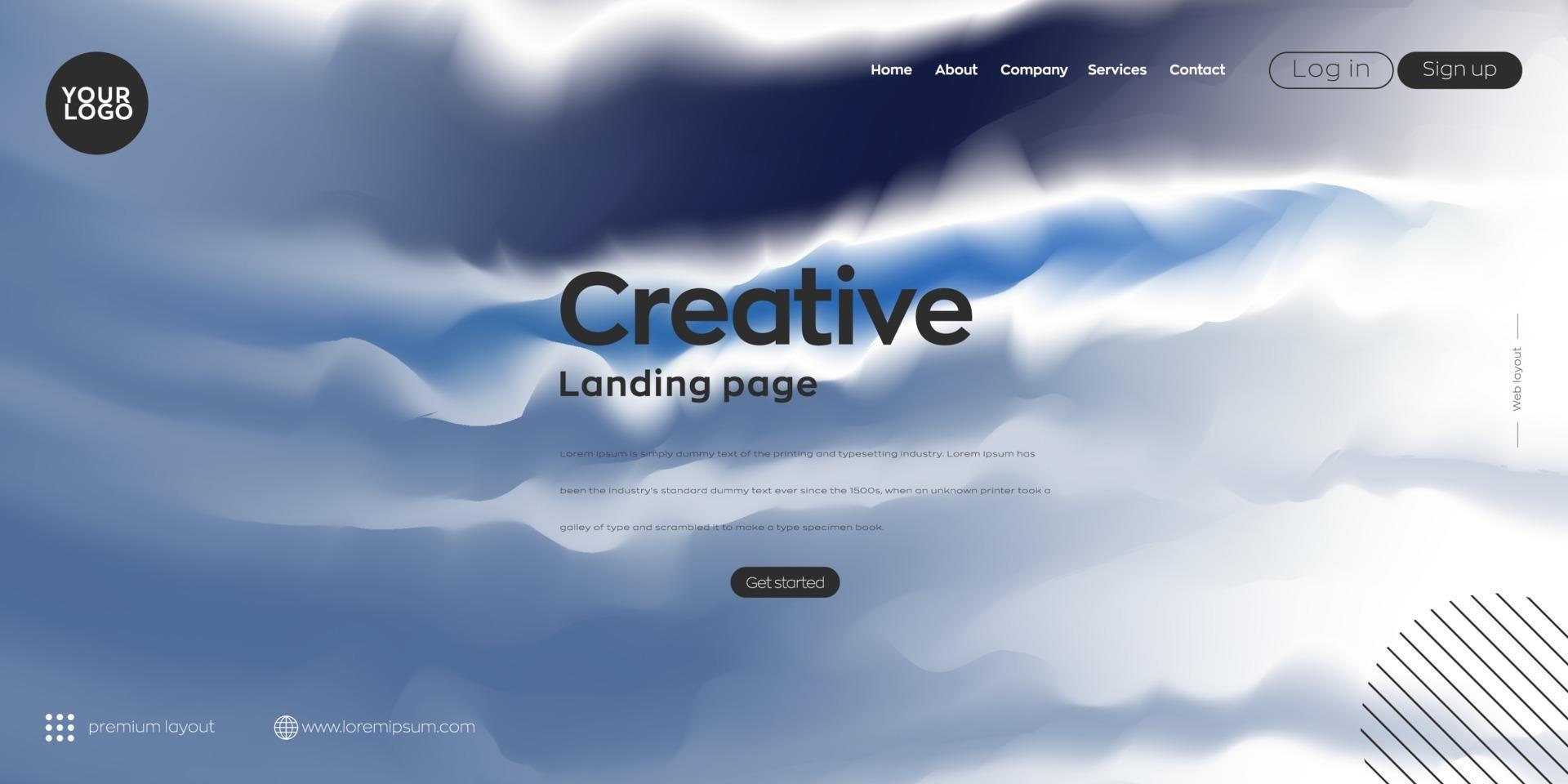 Landing page. web header cloudy  vector background