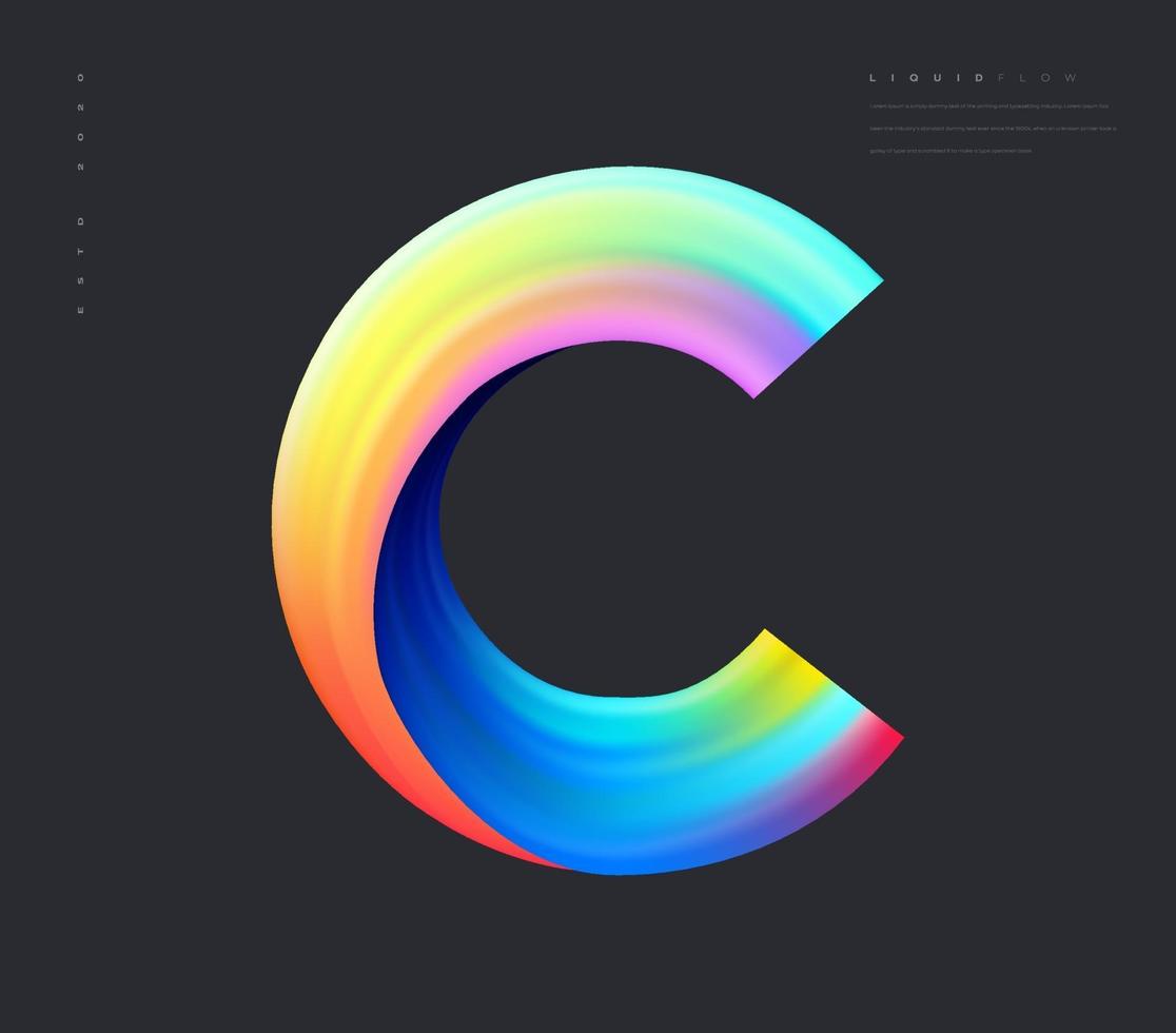 Letter c colorful wave background element vector