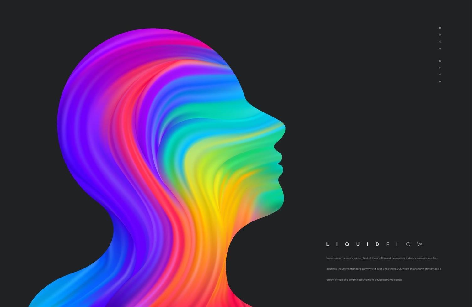 Human face vector with colorful wave lines dynamic 3d portrait