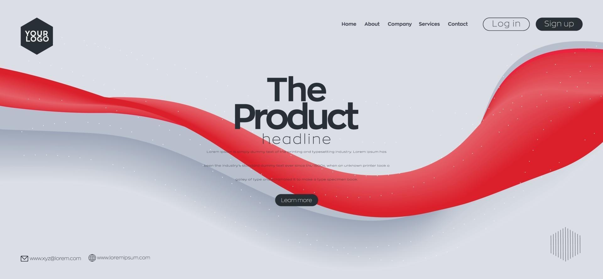 Landing page, Web header baackground with colorful line wave vector