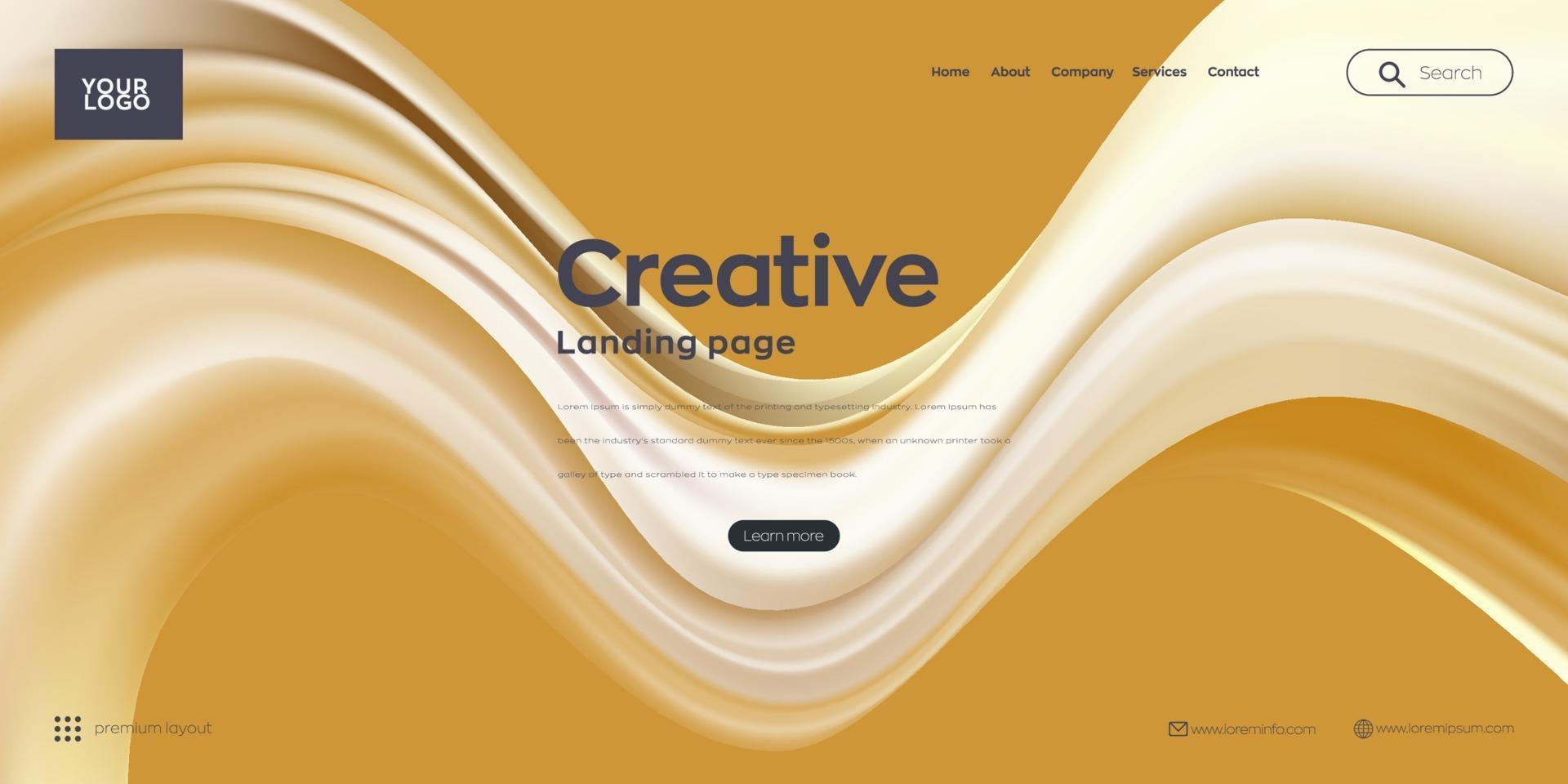 Landing page. web header vector golden line background