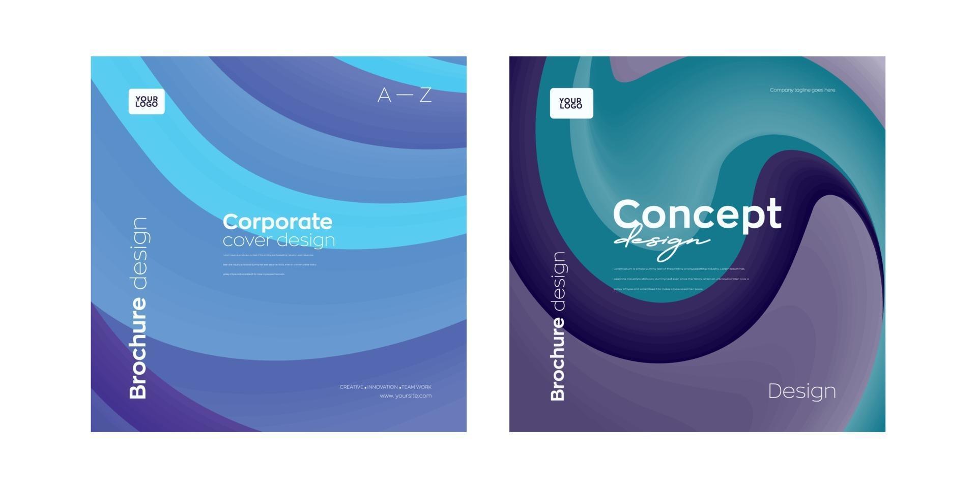 Corporate cover page design template with colorful line wave vector