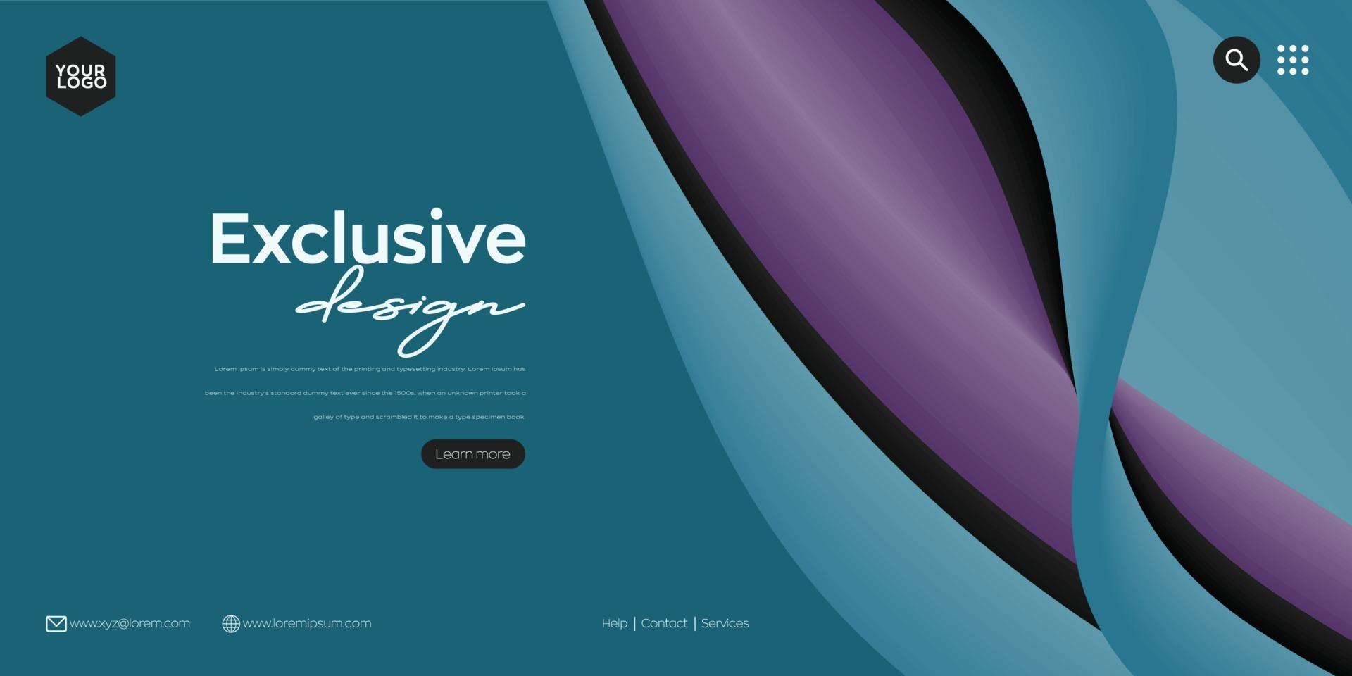 Landing page, Web header background with colorful line wave vector