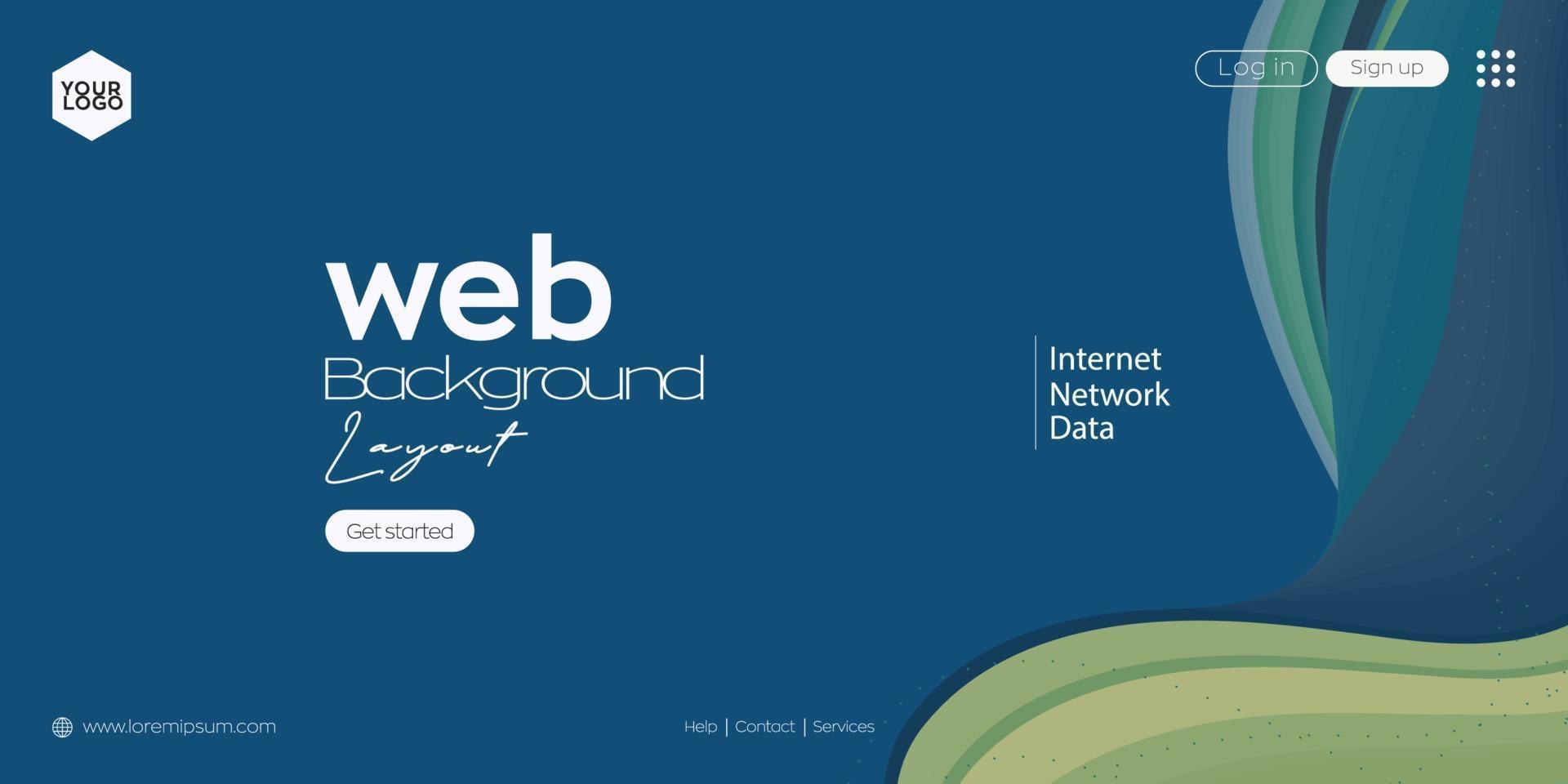 Landing page, Web header background with colorful line wave vector