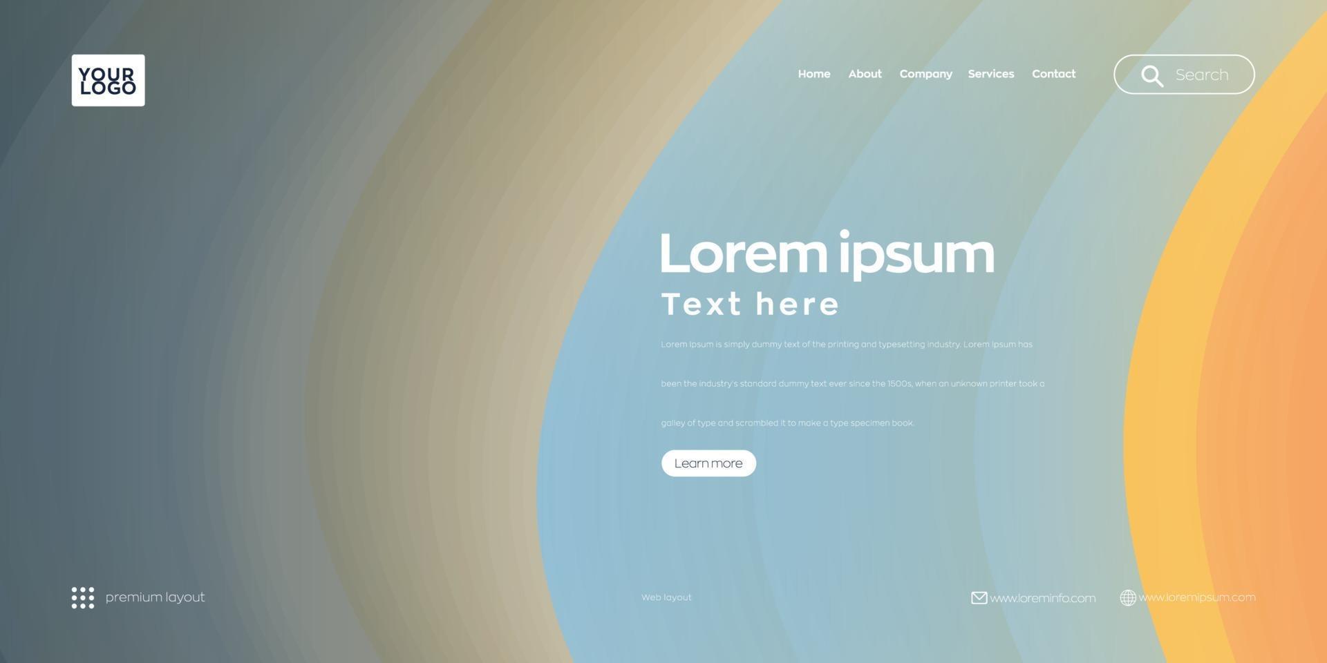 Landing page, Web header background with colorful line wave vector