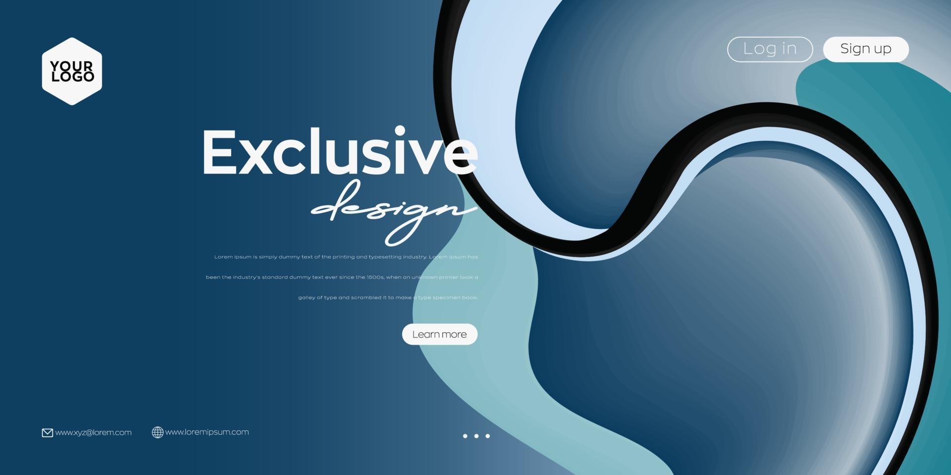 Landing page . web header background with colorful line wave vector