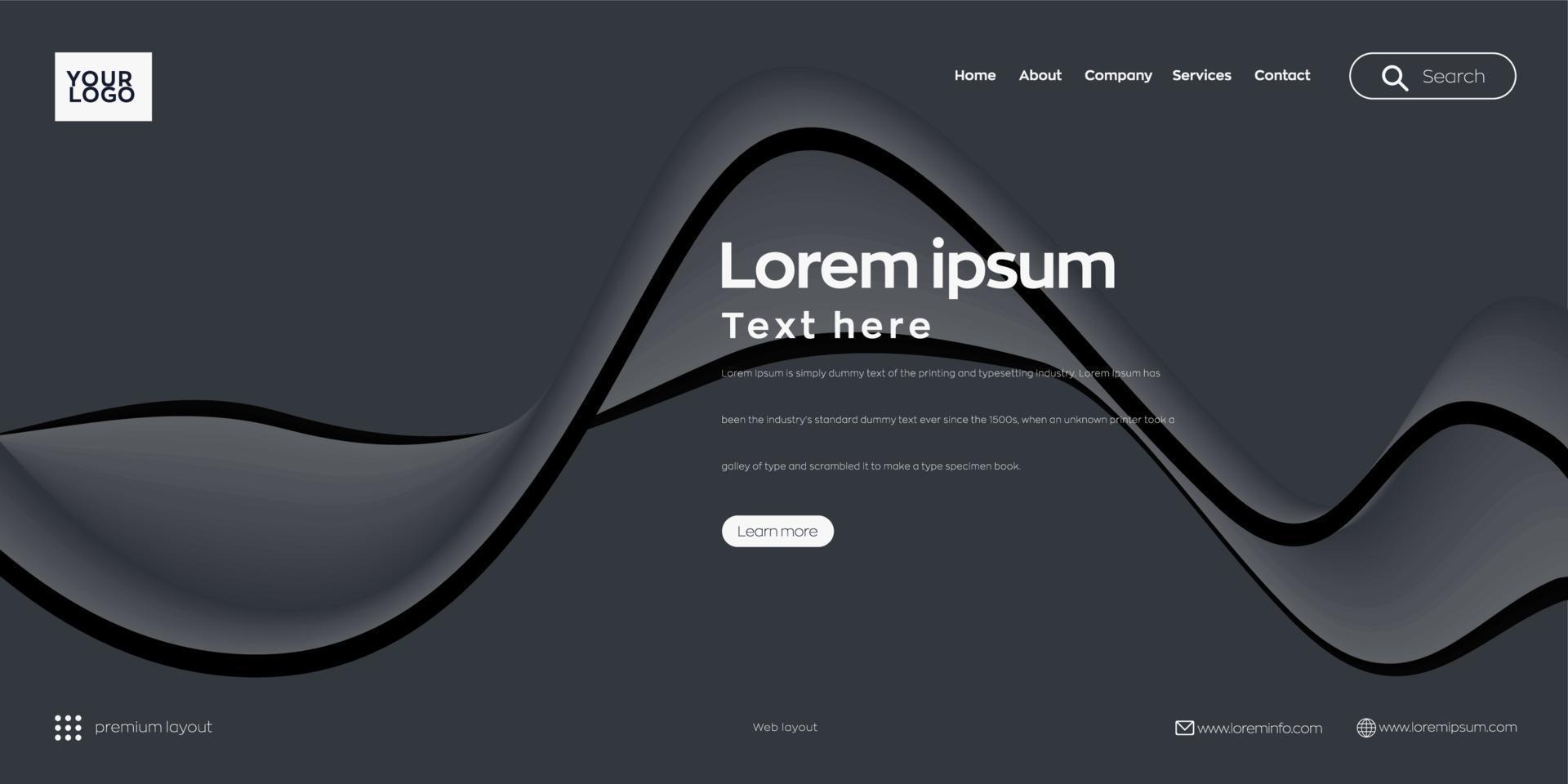 Landing page, Web header background with line wave vector