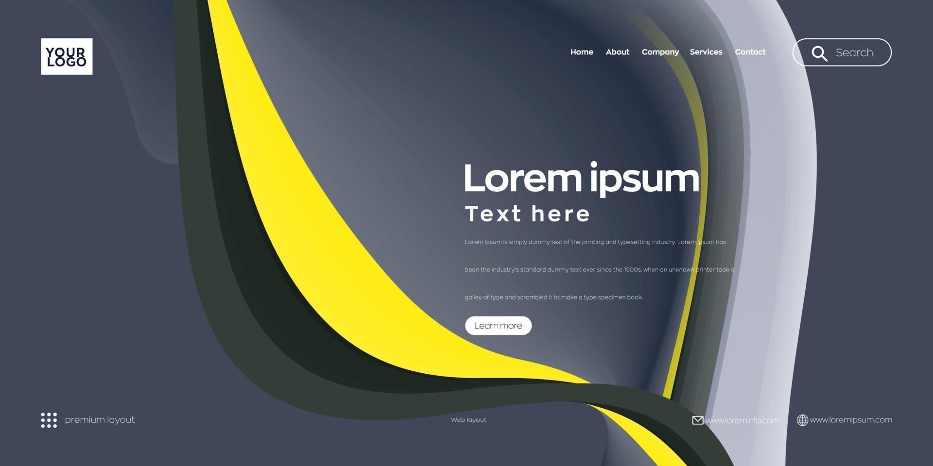 Landing page, Web header background with colorful line wave vector