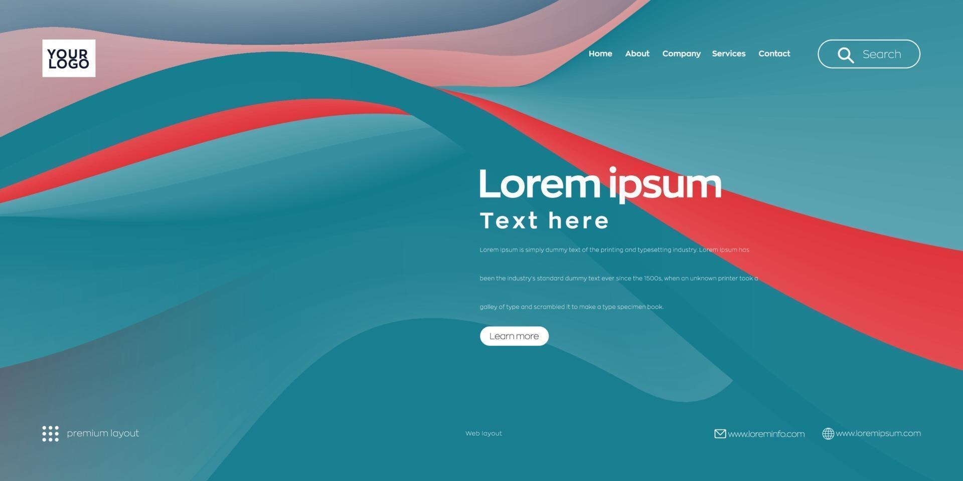 Landing page, Web header background with colorful line wave vector