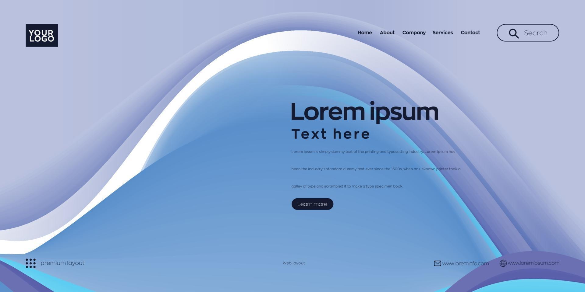 Landing page, Web header background with colorful line wave vector