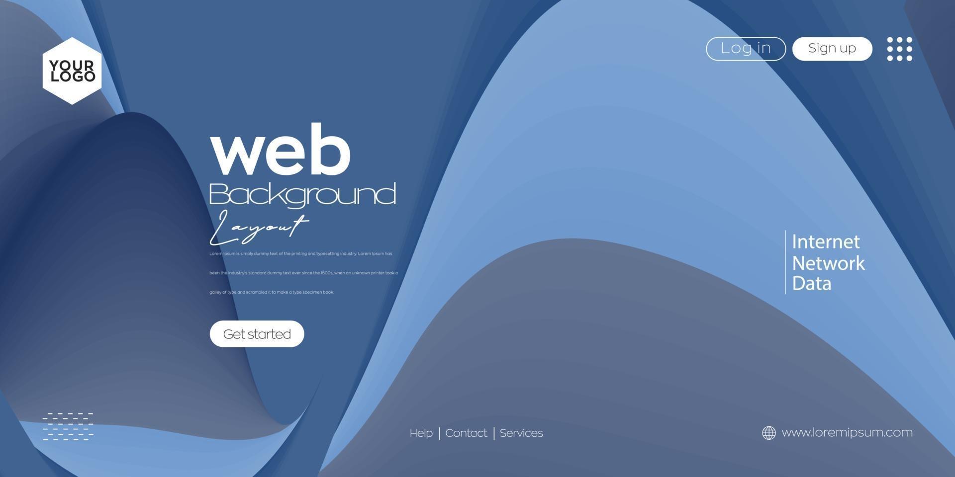 Landing page, Web header background with colorful line wave vector
