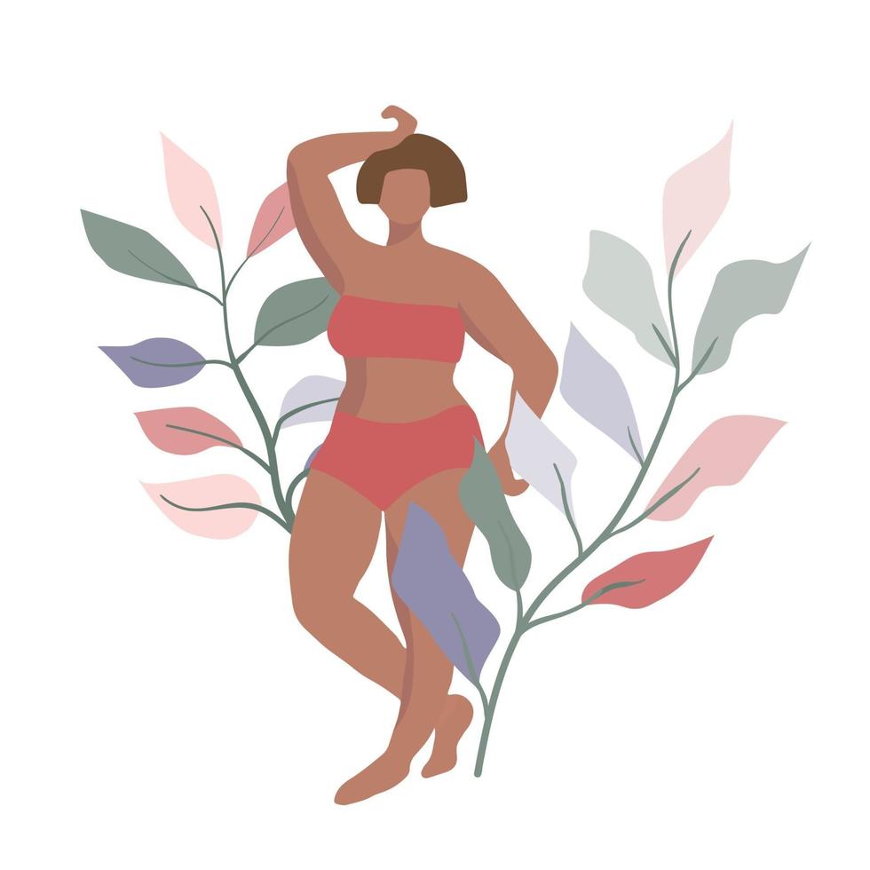 figura femenina con curvas. ilustración de diseño plano mínimo simple vector