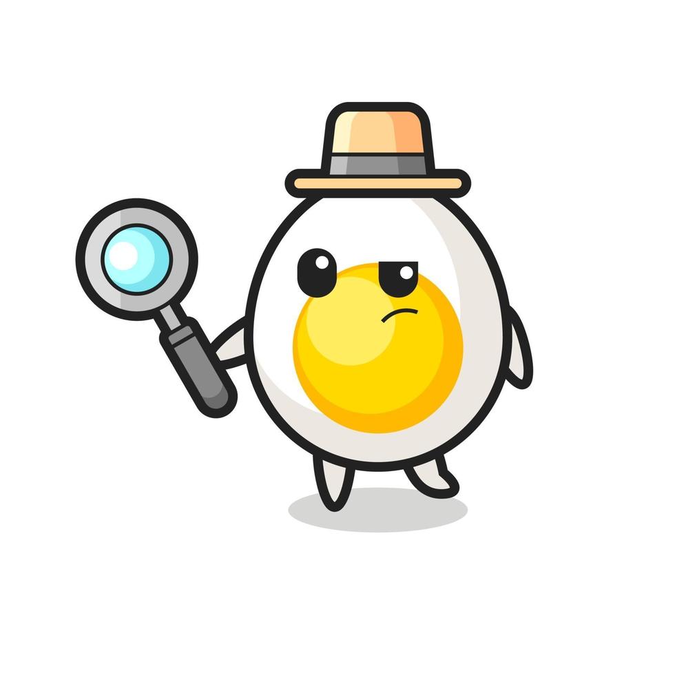 boiled egg detective character is analyzing a case vector