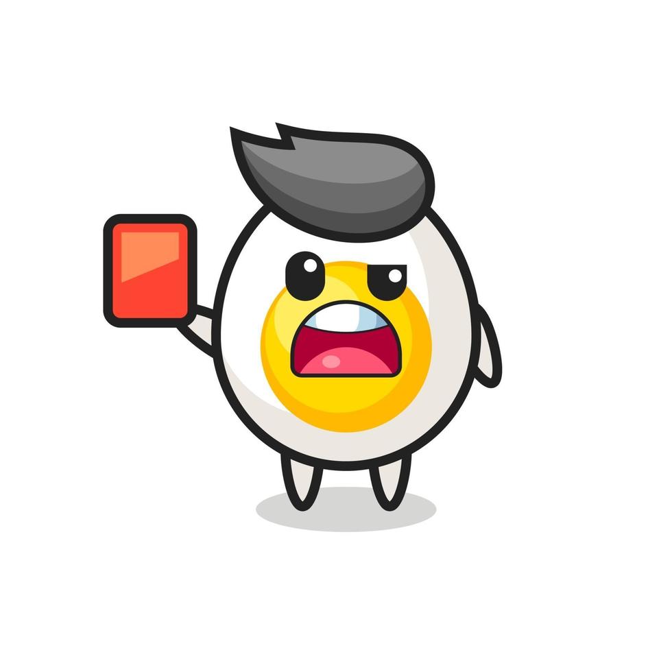 boiled egg cute mascot as referee giving a red card vector
