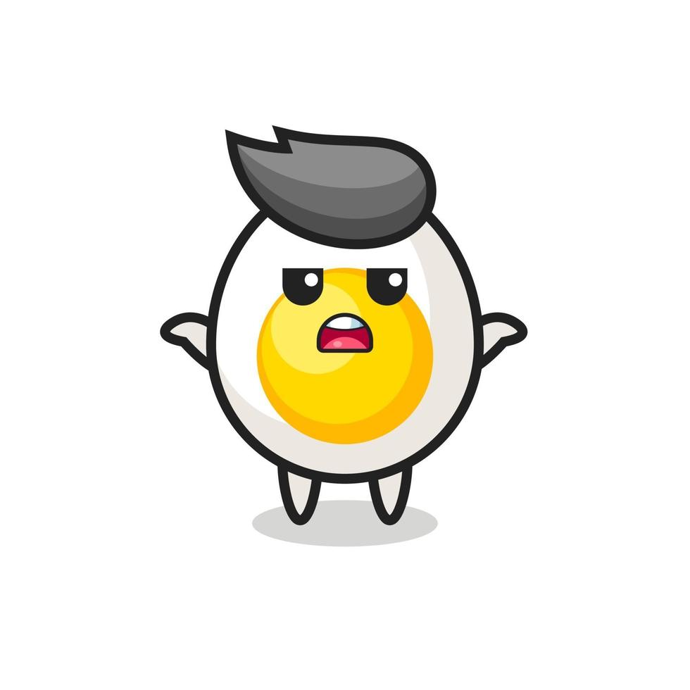 boiled egg mascot character saying I do not know vector