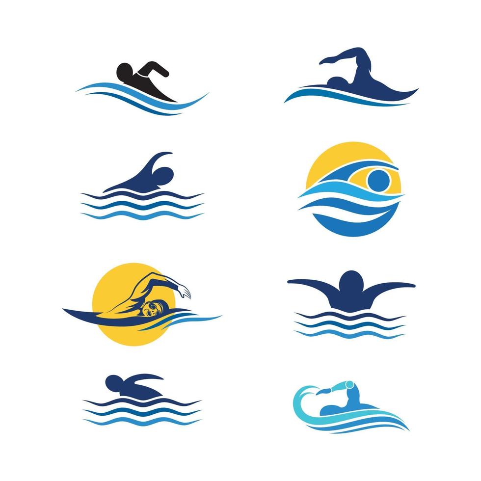 Ilustración de diseño de icono de vector de deporte de natación