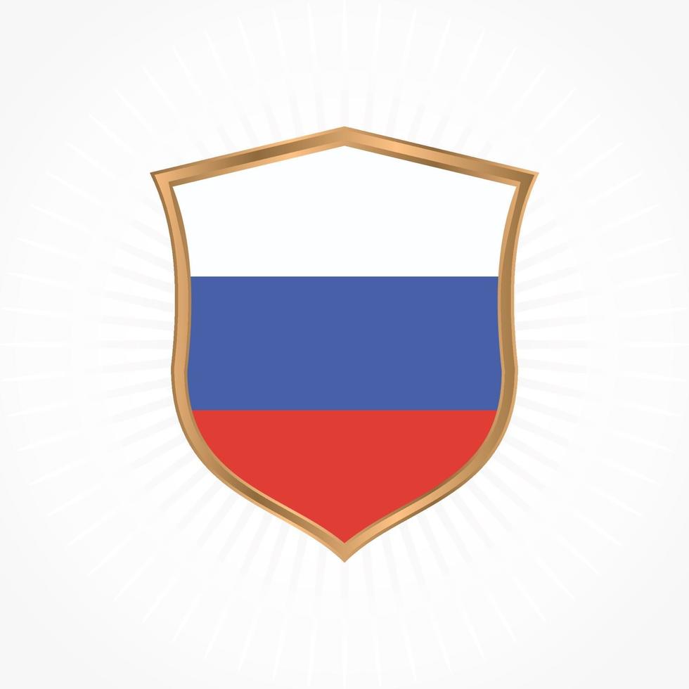 Russia flag vector with shield frame