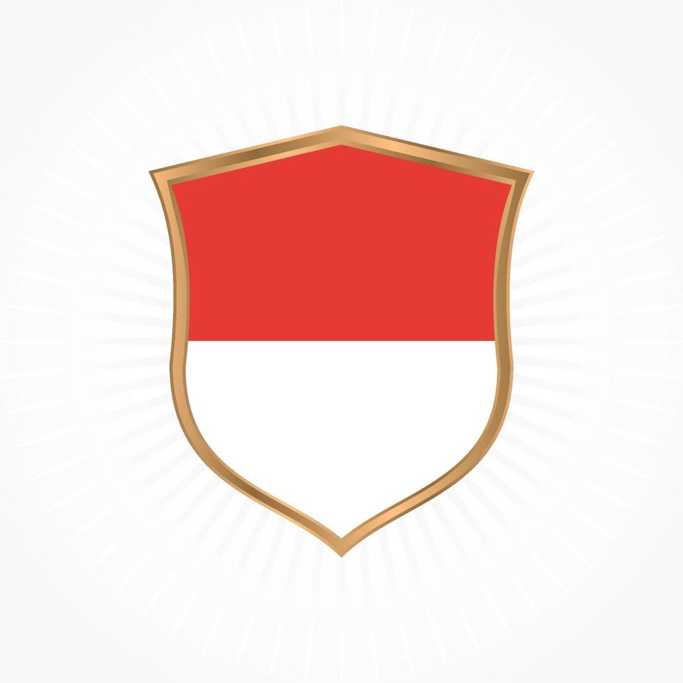 Indonesia or Monaco flag vector with shield frame