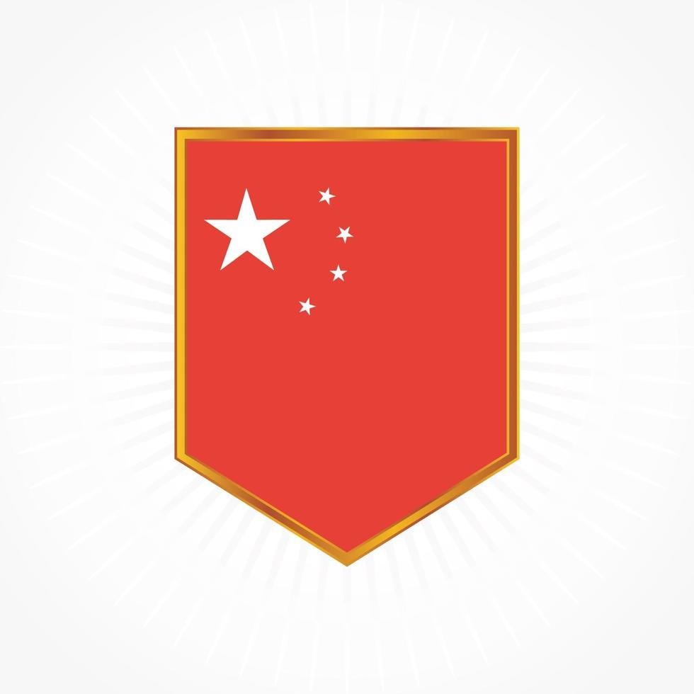 China flag vector with shield frame