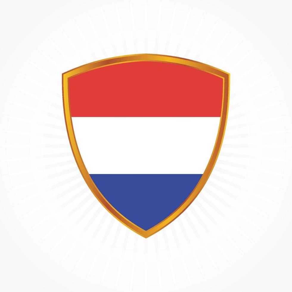 Netherlands flag vector with shield frame