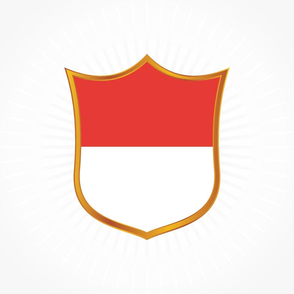 Indonesia or Monaco flag vector with shield frame