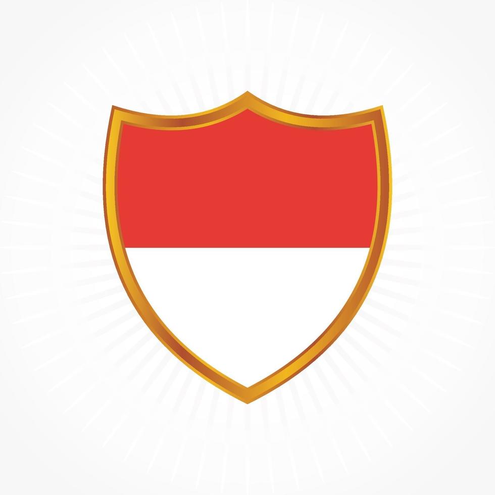 Indonesia or Monaco flag vector with shield frame
