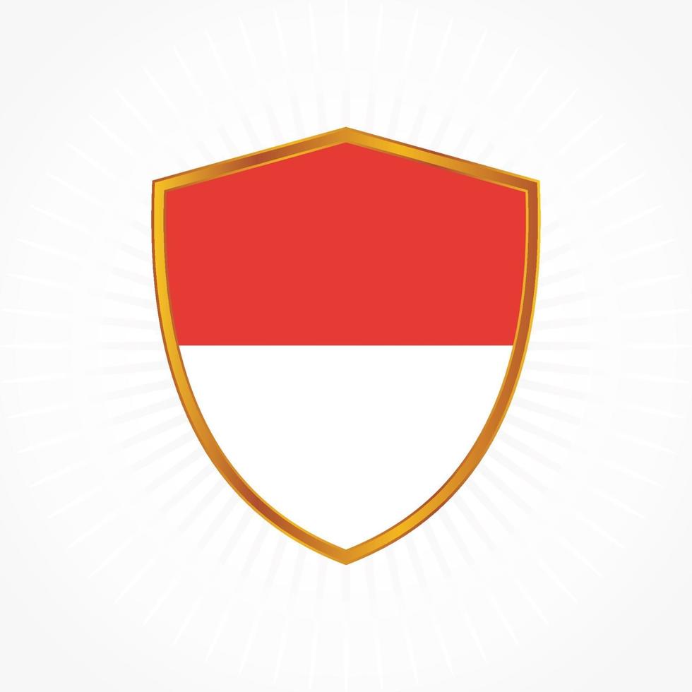 Indonesia or Monaco flag vector with shield frame