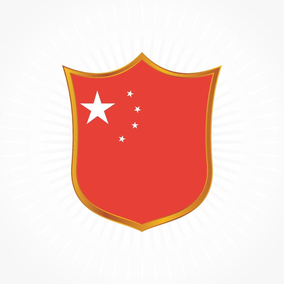 China flag vector with shield frame