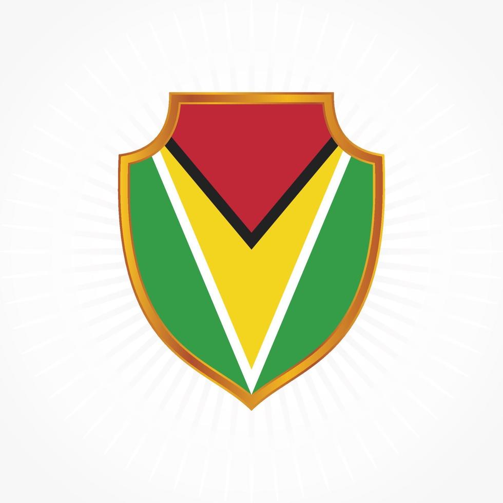 Guyana flag vector with shield frame