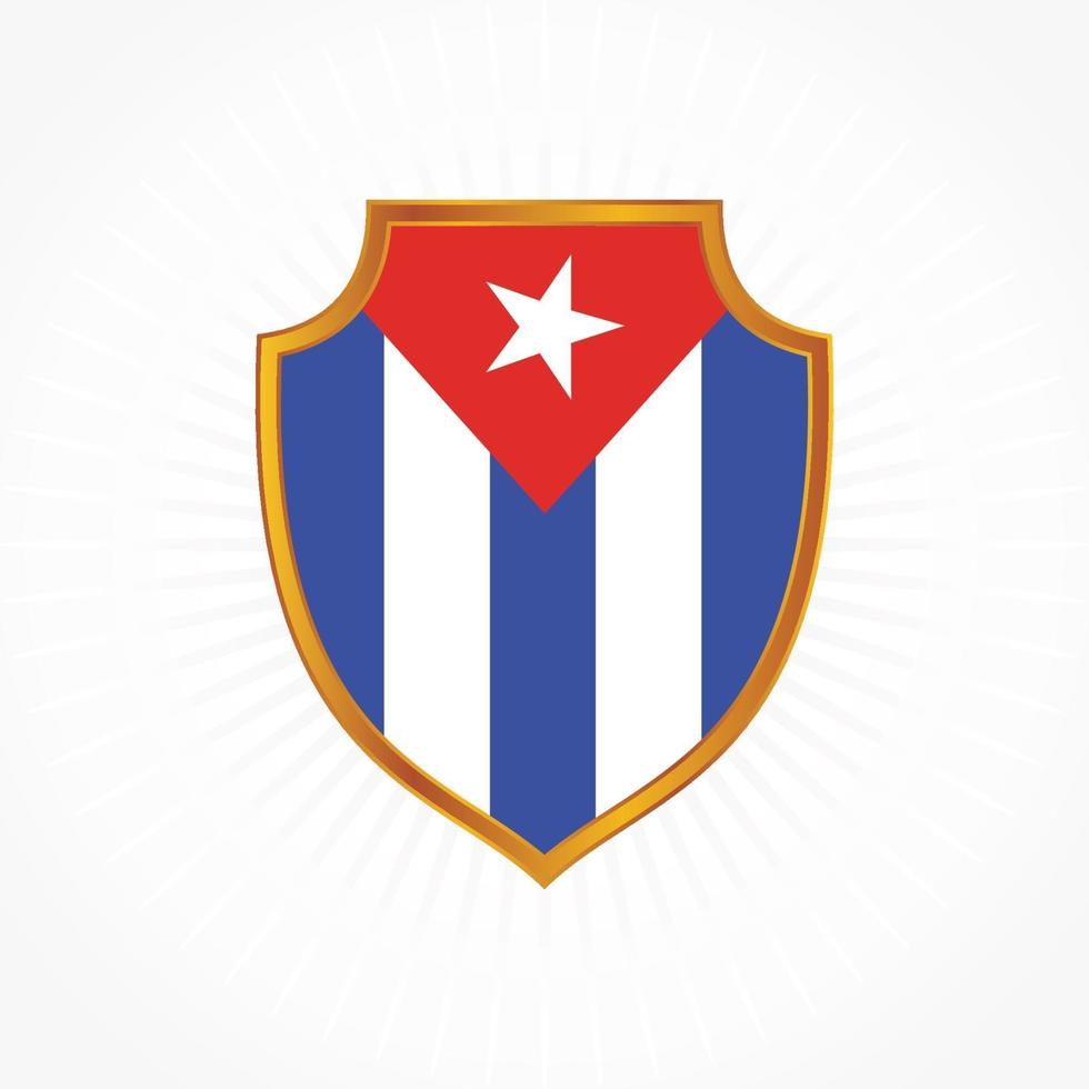 Cuba flag vector with shield frame