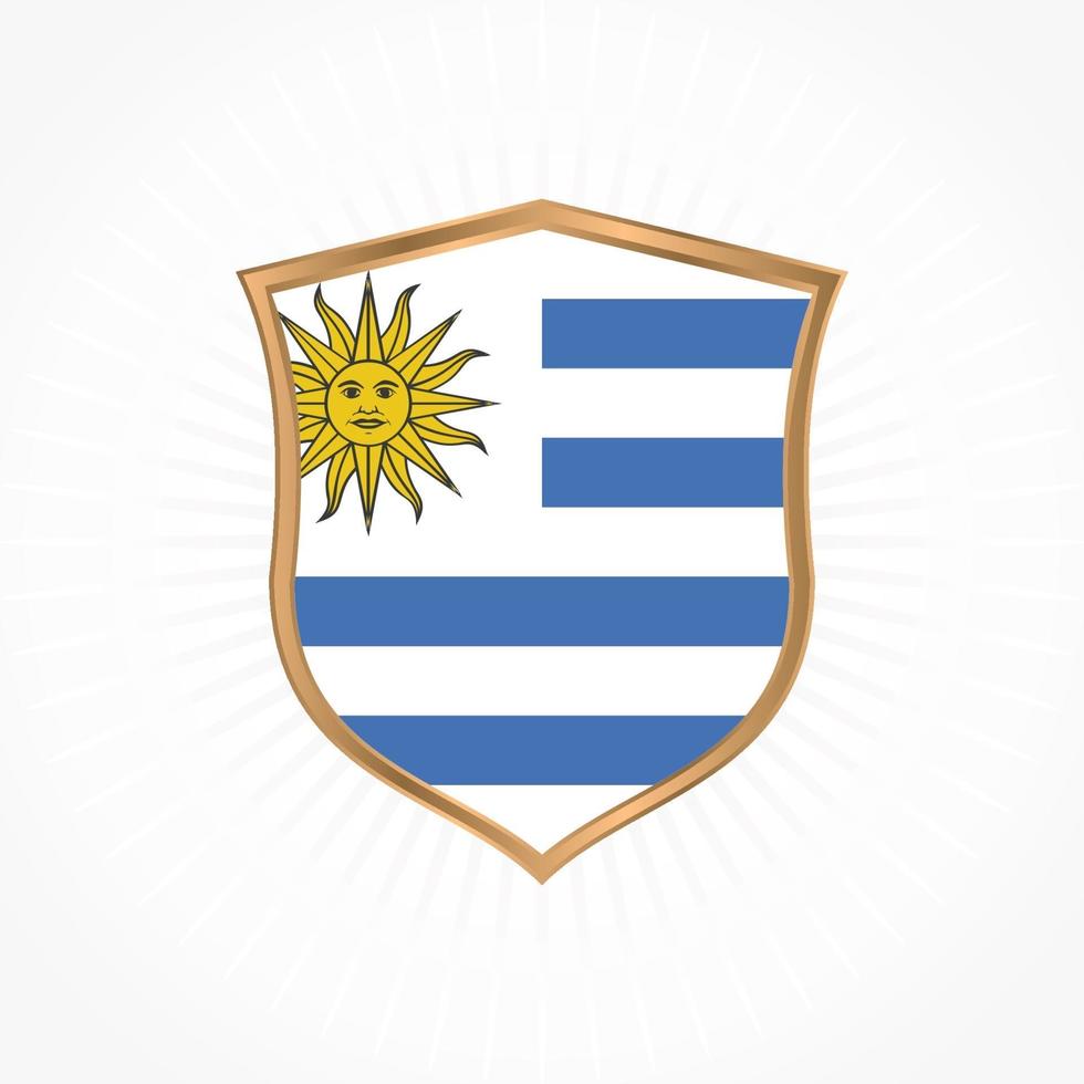 Uruguay flag vector with shield frame