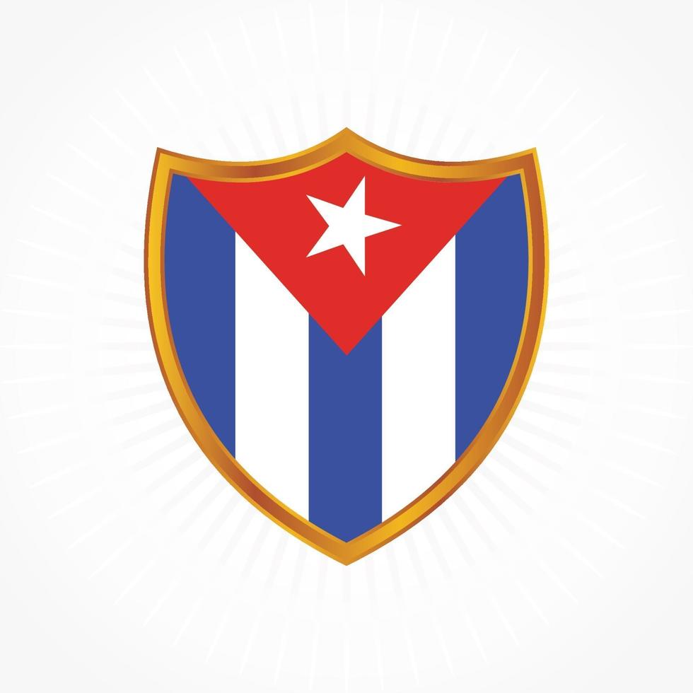 Cuba flag vector with shield frame